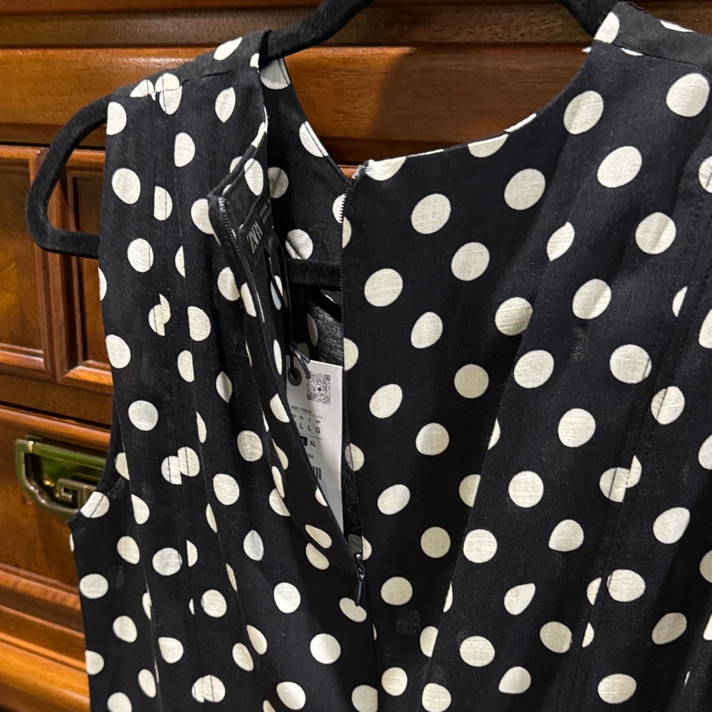 Zara Black and White Polka Dot Midi Dress Fall 2025 - Picture 4 of 6